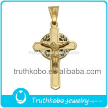 PVD Palting Gold Fashion Stainless Steel Christian Religious CZ Pendant Jesus Cross Muslim Charms As For Easter Holiday Gift